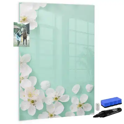 Magnettafel mit Blumenmotiv zum Schreiben mit Design Blühende Blumen