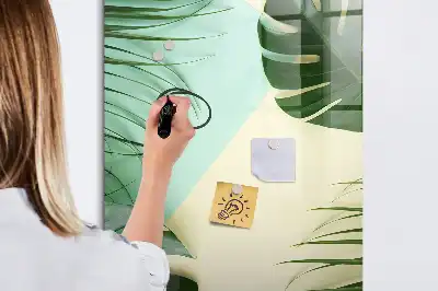 Magnettafel zum Schreiben mit tropischem Monstera-Motiv