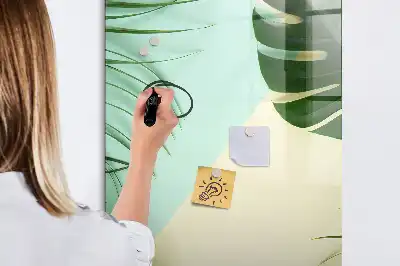 Magnettafel zum Schreiben mit tropischem Monstera-Motiv
