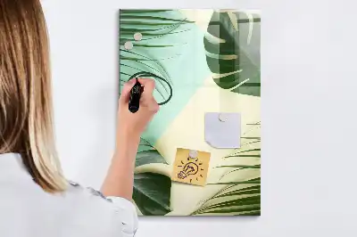 Magnettafel zum Schreiben mit tropischem Monstera-Motiv