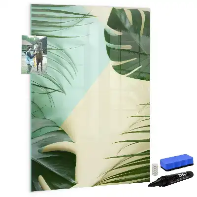 Magnettafel zum Schreiben mit tropischem Monstera-Motiv