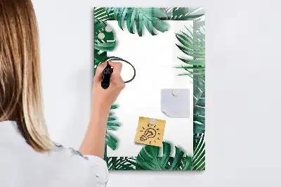 Magnettafel Monstera beschreibbar mit Rahmen