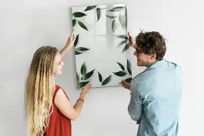 Magnettafel beschreibbar mit Rahmen aus grünen Blättern