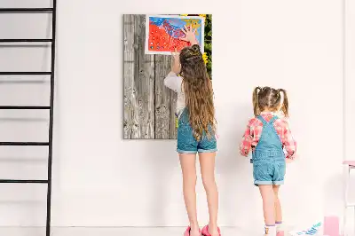 Magnettafel beschreibbar Motiv Sonnenblumen auf Holzoptik