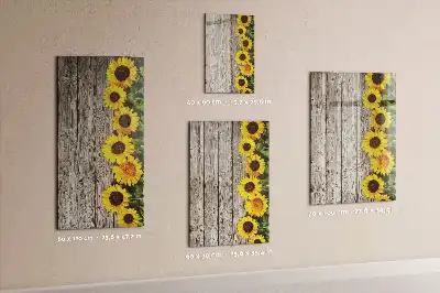 Magnettafel beschreibbar Motiv Sonnenblumen auf Holzoptik