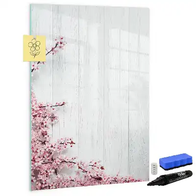 Magnettafel zum Schreiben mit Motiv Blumen auf Holz