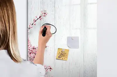 Magnettafel zum Schreiben mit Motiv Blumen auf Holz