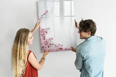 Magnettafel zum Schreiben mit Motiv Blumen auf Holz