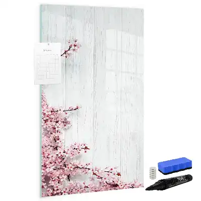 Magnettafel zum Schreiben mit Motiv Blumen auf Holz