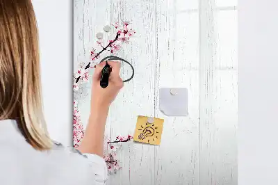 Magnettafel zum Schreiben mit Motiv Blumen auf Holz