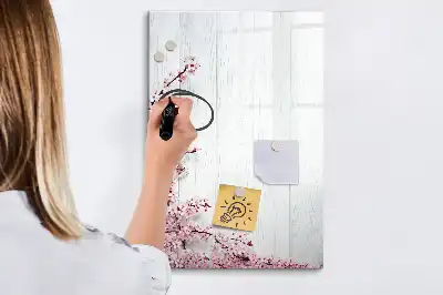 Magnettafel zum Schreiben mit Motiv Blumen auf Holz
