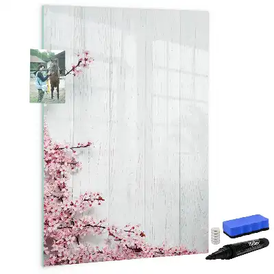 Magnettafel zum Schreiben mit Motiv Blumen auf Holz