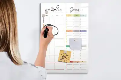 Wöchentlicher Speiseplan als beschreibbare Magnettafel
