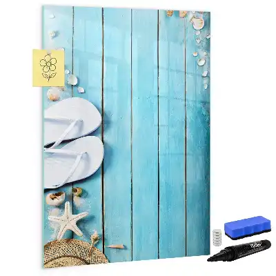 Beschreibbare Magnettafel in blauem Strandbrett-Design