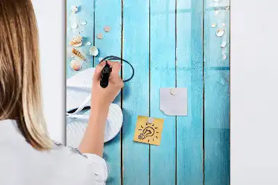 Beschreibbare Magnettafel in blauem Strandbrett-Design