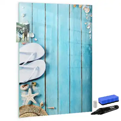 Beschreibbare Magnettafel in blauem Strandbrett-Design