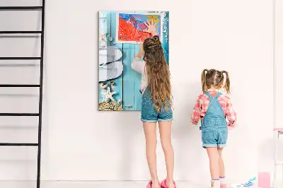 Beschreibbare Magnettafel in blauem Strandbrett-Design