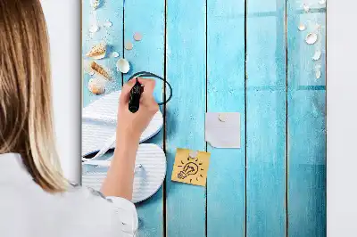 Beschreibbare Magnettafel in blauem Strandbrett-Design