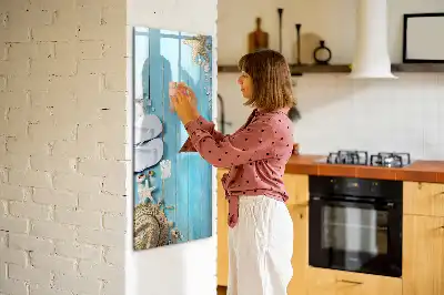 Beschreibbare Magnettafel in blauem Strandbrett-Design