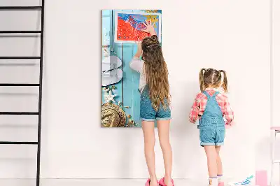 Beschreibbare Magnettafel in blauem Strandbrett-Design