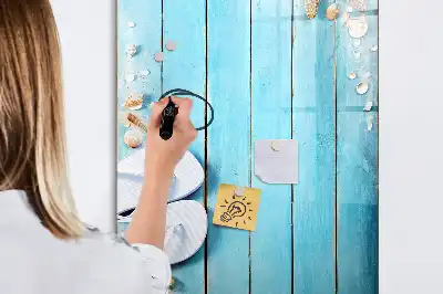 Beschreibbare Magnettafel in blauem Strandbrett-Design