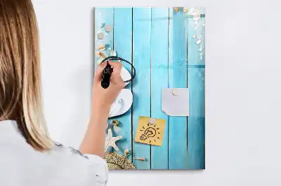 Beschreibbare Magnettafel in blauem Strandbrett-Design