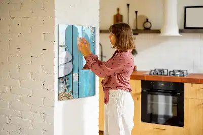 Beschreibbare Magnettafel in blauem Strandbrett-Design