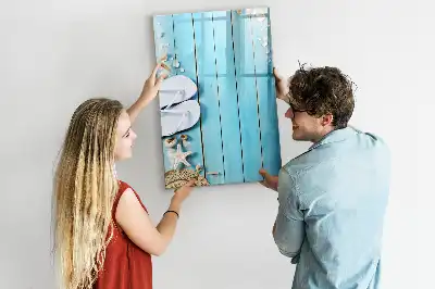 Beschreibbare Magnettafel in blauem Strandbrett-Design