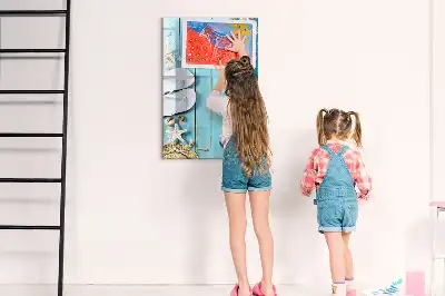 Beschreibbare Magnettafel in blauem Strandbrett-Design