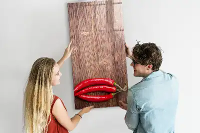 Magnettafel zum Beschreiben mit Motiv Chilis auf Holzbrett