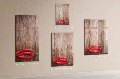 Magnettafel zum Beschreiben mit Motiv Chilis auf Holzbrett