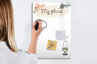 Magnettafel beschreibbar mit dem Design Meine Pläne