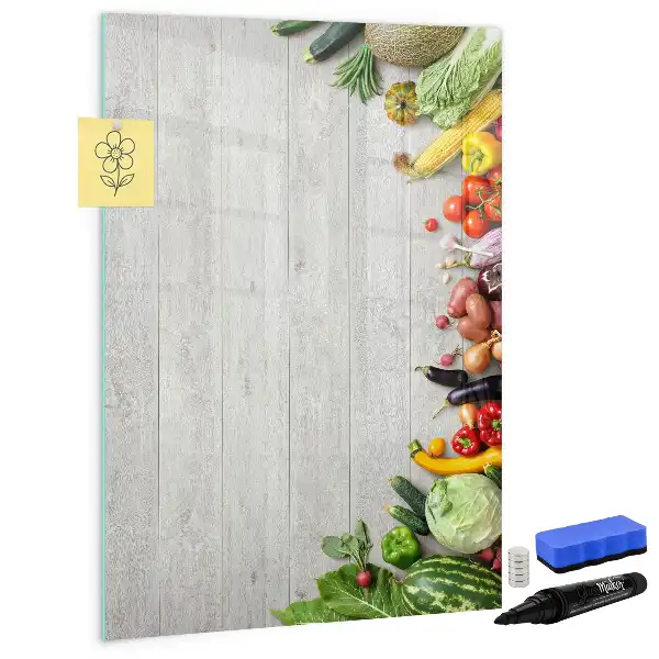 Magnettafel zum Beschreiben mit Motiv Gemüse auf Holz