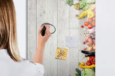 Magnettafel zum Beschreiben mit Motiv Gemüse auf Holz