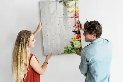 Magnettafel zum Beschreiben mit Motiv Gemüse auf Holz