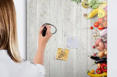 Magnettafel zum Beschreiben mit Motiv Gemüse auf Holz