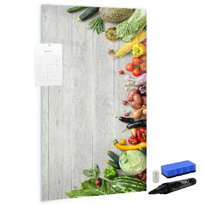 Magnettafel zum Beschreiben mit Motiv Gemüse auf Holz