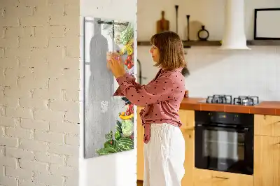 Magnettafel zum Beschreiben mit Motiv Gemüse auf Holz