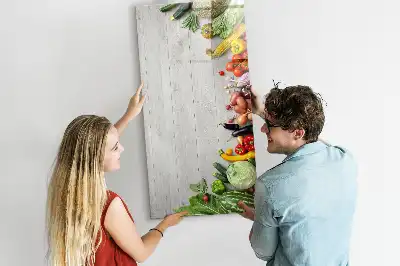 Magnettafel zum Beschreiben mit Motiv Gemüse auf Holz