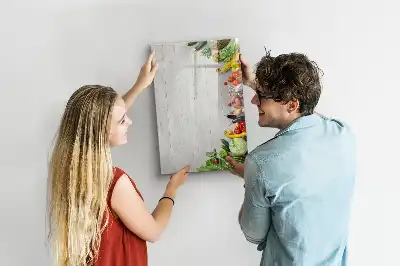 Magnettafel zum Beschreiben mit Motiv Gemüse auf Holz