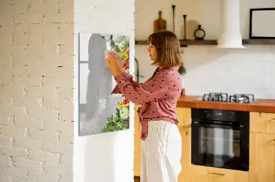 Magnettafel zum Beschreiben mit Motiv Gemüse auf Holz