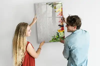 Magnettafel zum Beschreiben mit Motiv Gemüse auf Holz