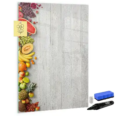 Beschreibbare Magnettafel mit Motiv Gemüse auf Holz