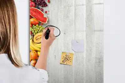 Beschreibbare Magnettafel mit Motiv Gemüse auf Holz