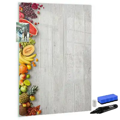 Beschreibbare Magnettafel mit Motiv Gemüse auf Holz