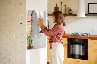 Beschreibbare Magnettafel mit Motiv Gemüse auf Holz