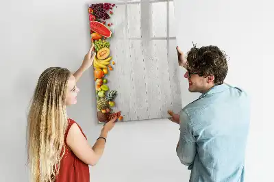 Beschreibbare Magnettafel mit Motiv Gemüse auf Holz