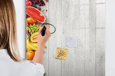 Beschreibbare Magnettafel mit Motiv Gemüse auf Holz