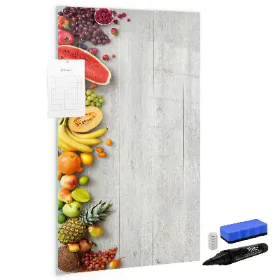 Beschreibbare Magnettafel mit Motiv Gemüse auf Holz