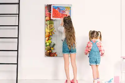 Beschreibbare Magnettafel mit Motiv Gemüse auf Holz